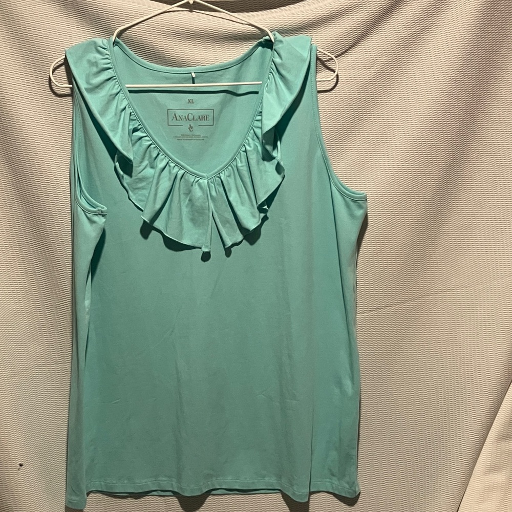 Women's Teal Ruffle Tank Top